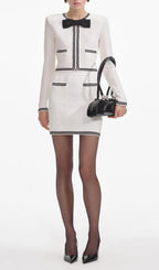 Cream Bow Jacquard Mini Skirt Flowering Girl