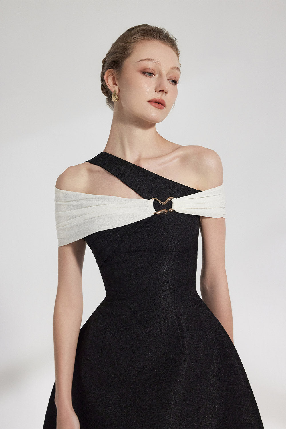 Mahala Asymmetric Off Shoulder Mini Dress Flowering Girl