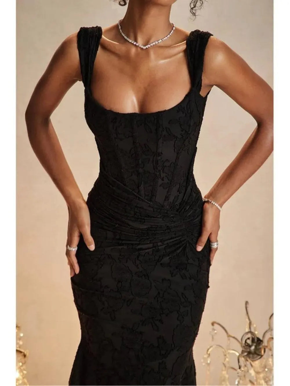 Black Bell Floral Maxi Dress Flowering Girl