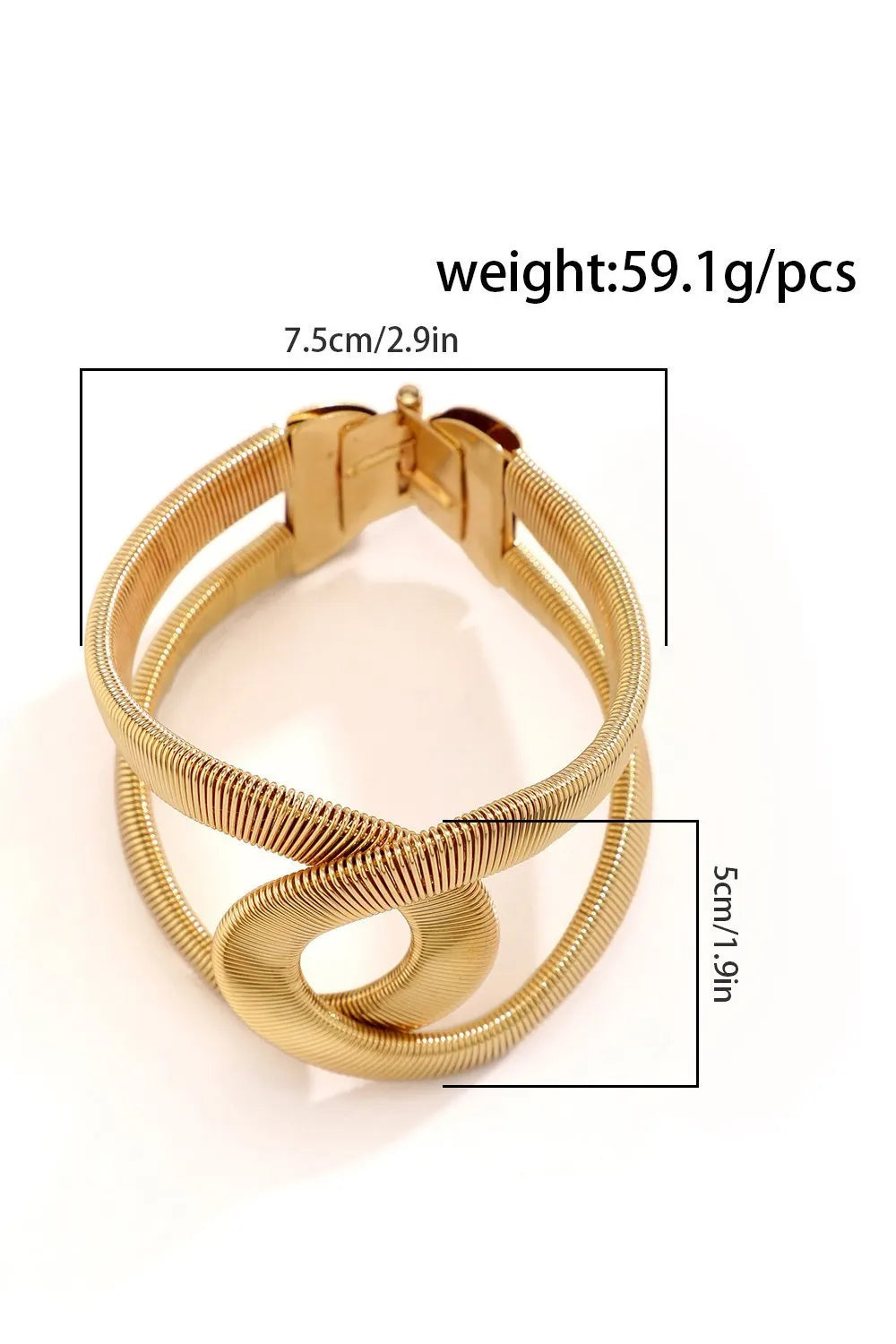 Twisted Ribbed Texture Gold Open Cuff Bangle Bracelet Flowering Girl