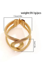 Twisted Ribbed Texture Gold Open Cuff Bangle Bracelet Flowering Girl