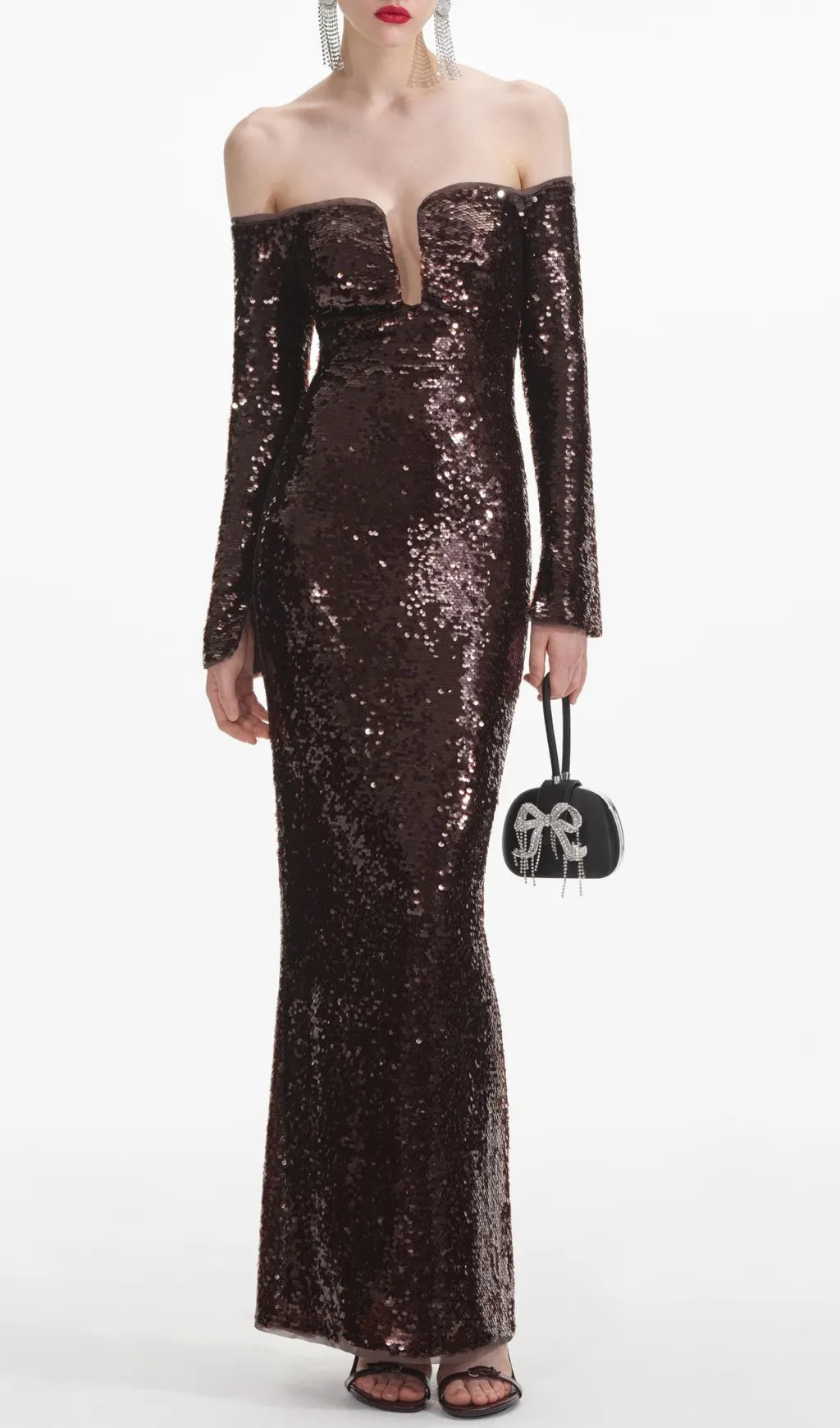 Cashlin Long Sleeve Sequin Maxi Dress Flowering Girl