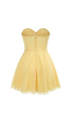 Bryony Yellow Strapless Cutout Mini Dress Flowering Girl