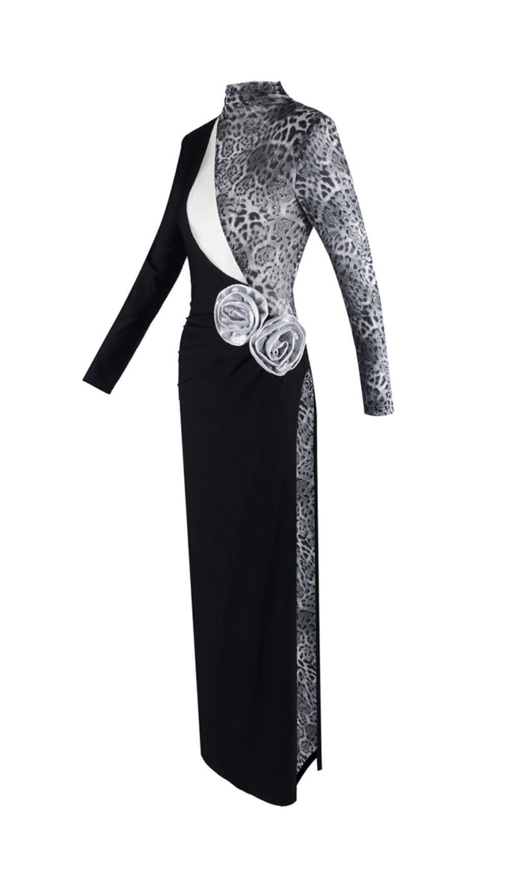 Faye Black Leopard Flower Maxi Dress Flowering Girl