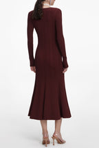 Apphia Brown Contrast Lace Knit Midi Dress Flowering Girl