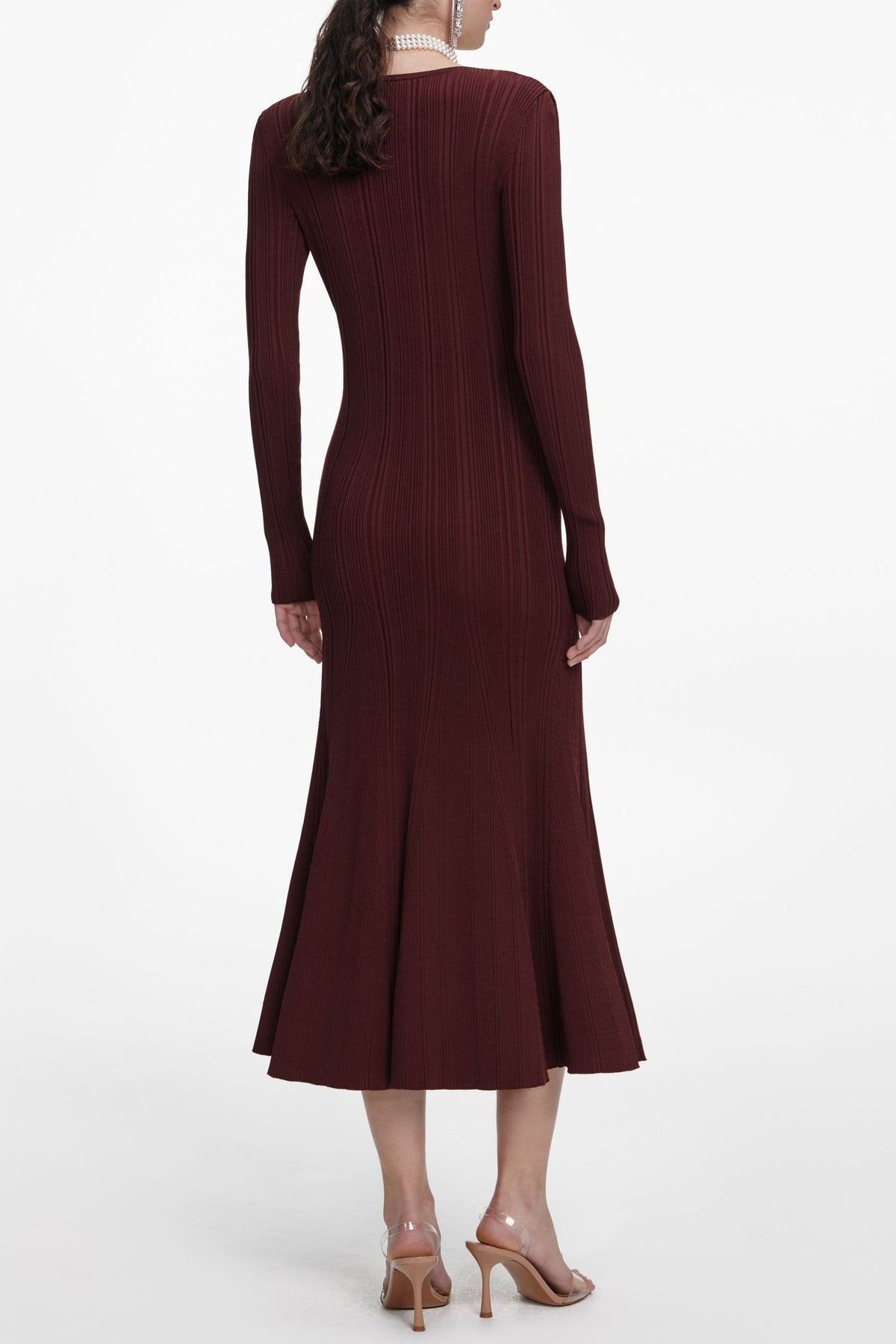 Apphia Brown Contrast Lace Knit Midi Dress Flowering Girl