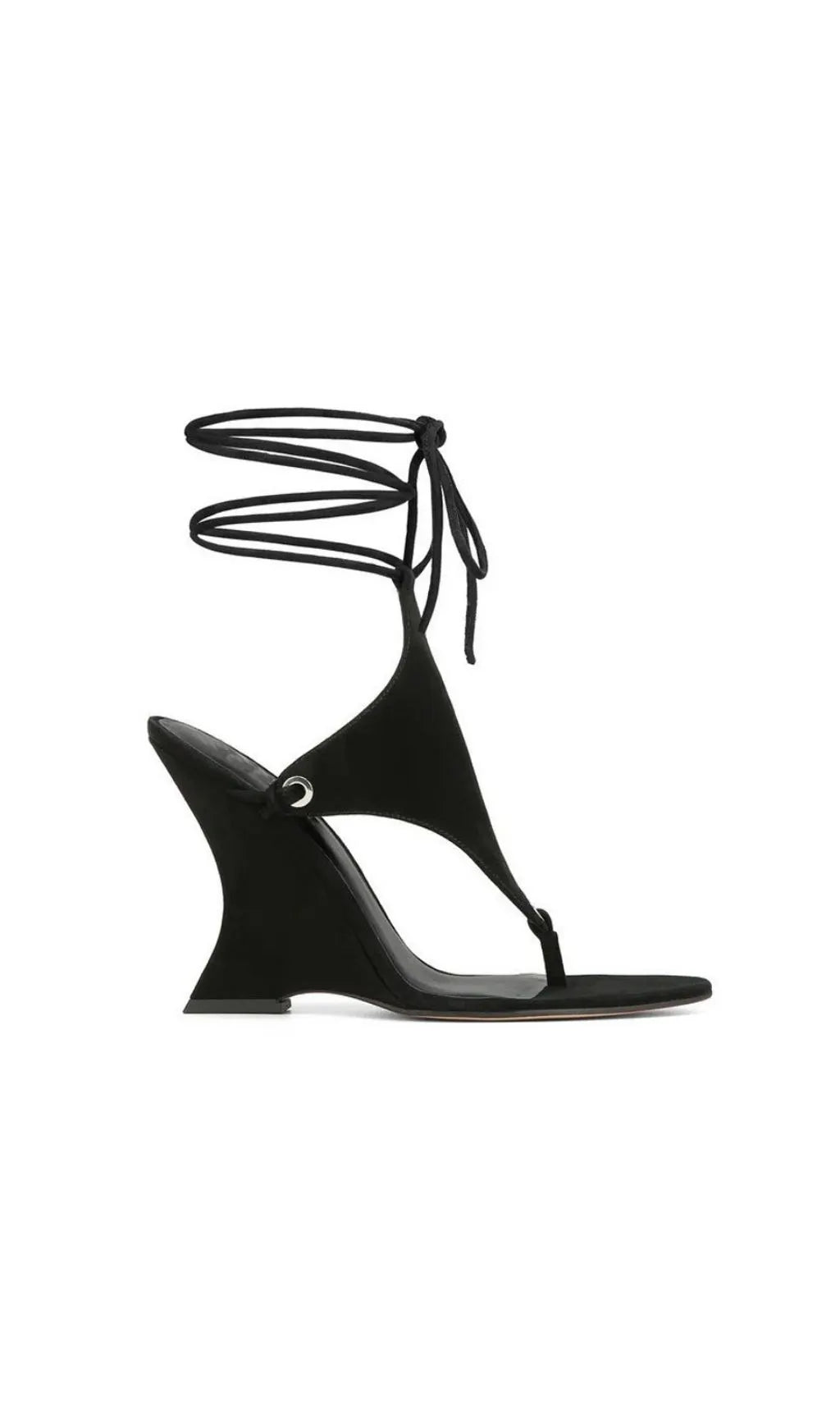 Gavren Black Flip-Flops Tie Up Sandals Flowering Girl