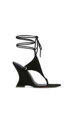 Gavren Black Flip-Flops Tie Up Sandals Flowering Girl