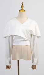 Gladi White Long Sleeve Crop Top Flowering Girl