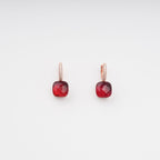 Aava Red Cushion Cut Gemstone Hoop Sterling Silver Earrings Flowering Girl