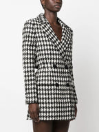 BLACK CHECK BOUCLE TAILORED MINI DRESS Flowering Girl