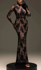 Varnelis Backless Pearl Lace Maxi Dress Flowering Girl