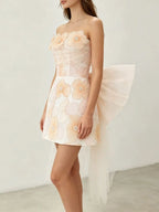 Maho Strapless Flower Bow Mini Dress Flowering Girl
