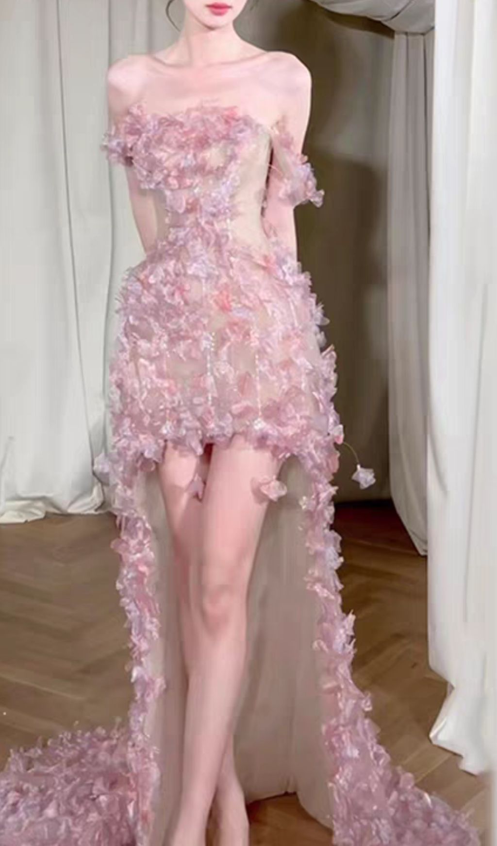 Hernán Pink Flower Maxi Dress Flowering Girl