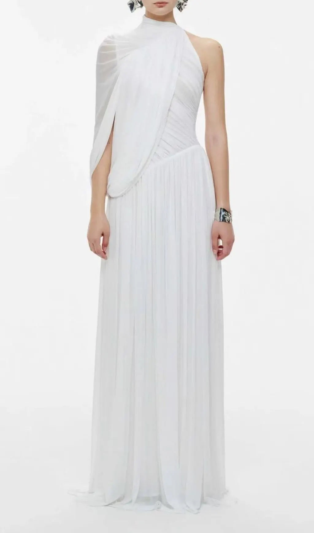 Kennedi Irregular Shoulder Ruched Maxi Dress Flowering Girl