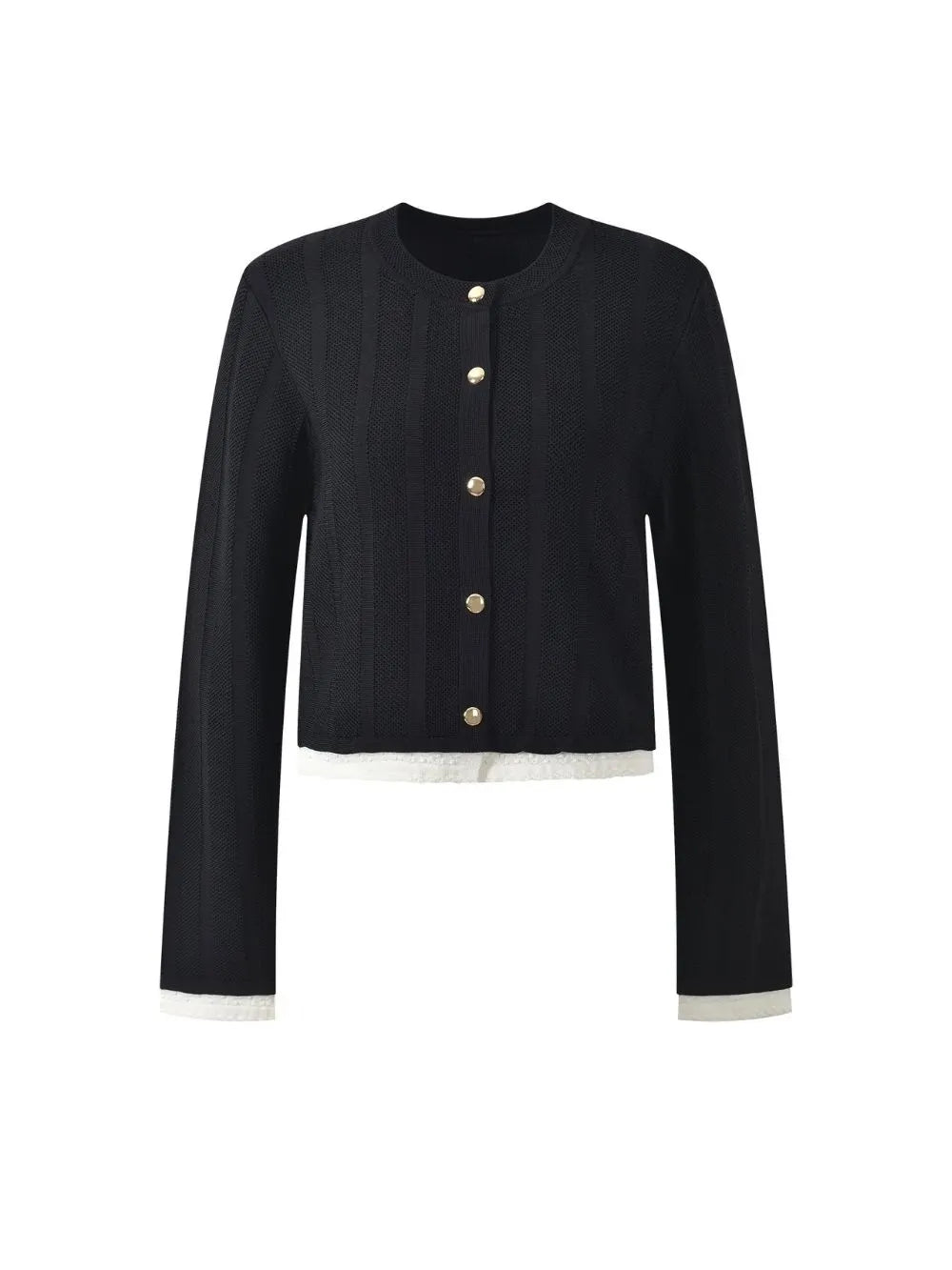 Contrast Trim Long Sleeve Cardigan Flowering Girl