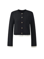 Contrast Trim Long Sleeve Cardigan Flowering Girl