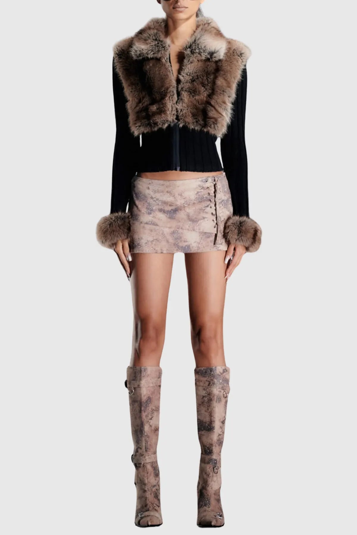 Geraldine Faux Fur Knit Coat Flowering Girl