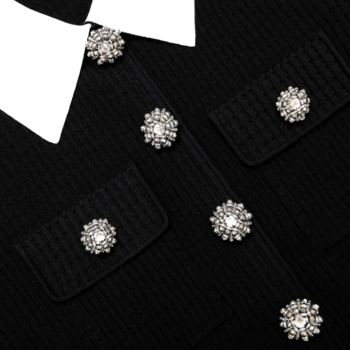 Jocelyn Black 9-Button Embellished Knit Jacket Flowering Girl