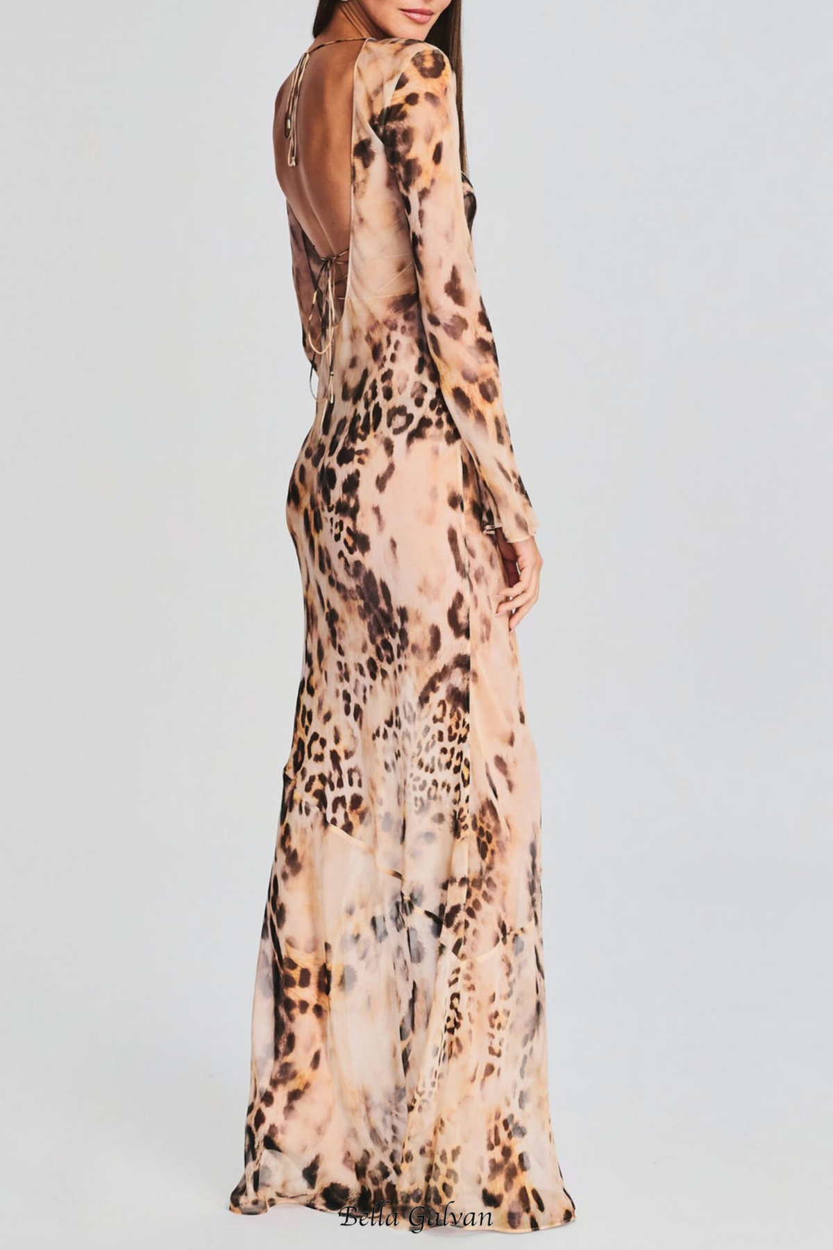 winni Leopard Backless Silk Maxi Dress Flowering Girl