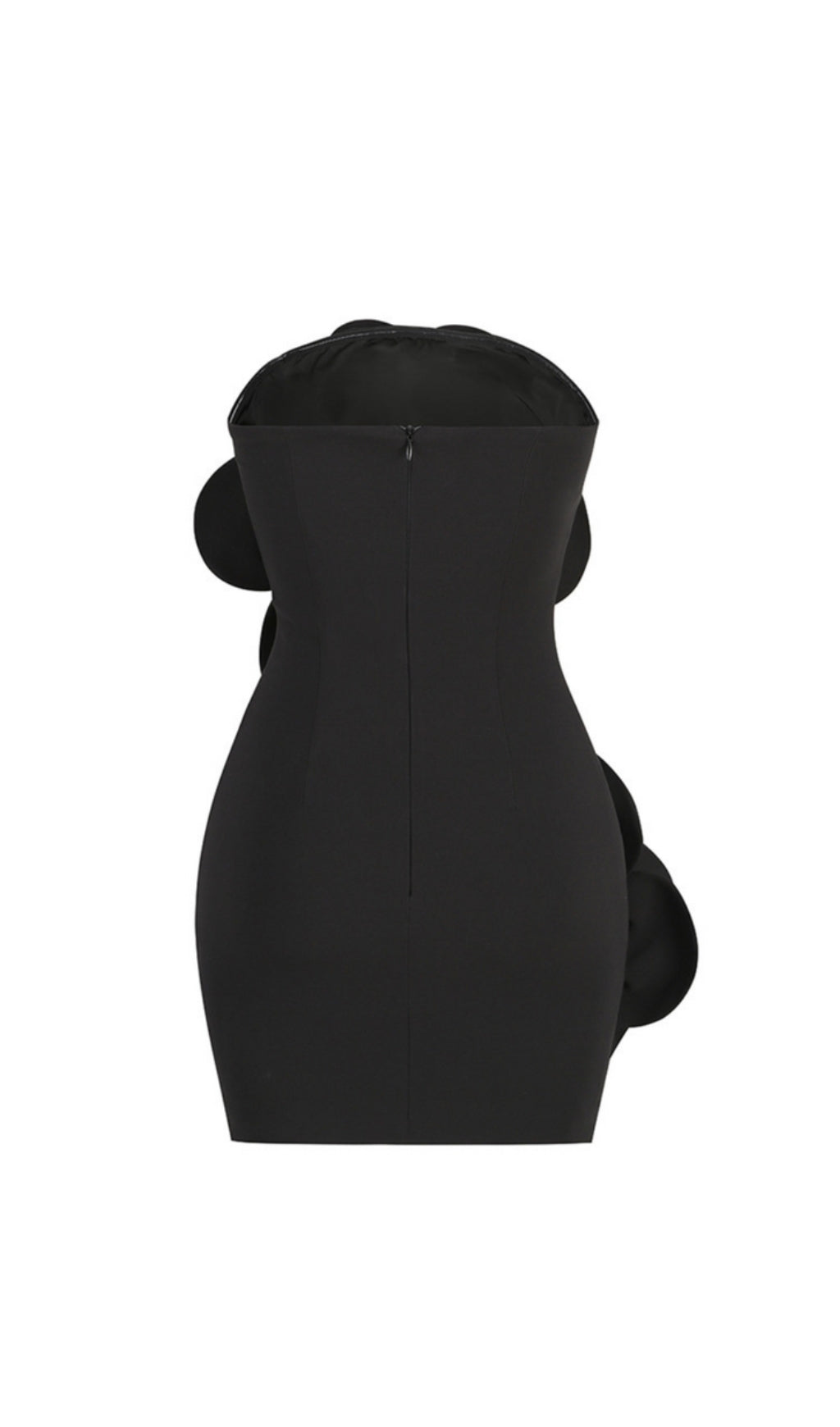 Strapless Flower Mini Dress In Black Flowering Girl