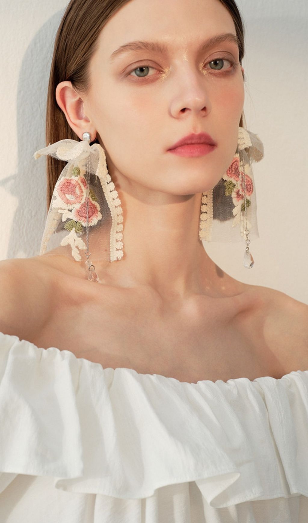 Leiko Flower Embroidery Earrings Flowering Girl