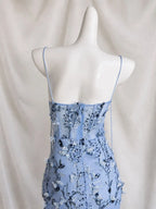 Floral Sequin Structured Bustier Maxi Dress Blue Flowering Girl