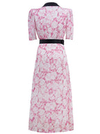 Pink Floral Printed Midi Dress Flowering Girl
