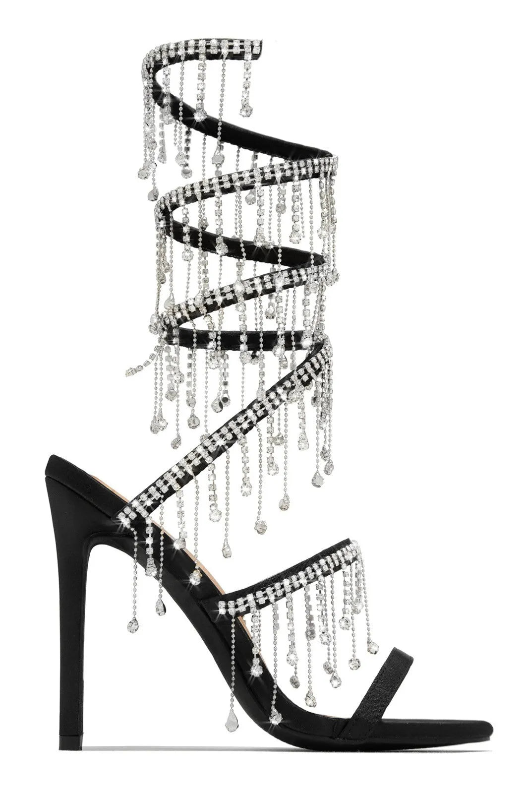 Arabella Rhinestone Tassel Stiletto Heels - Gold Flowering Girl