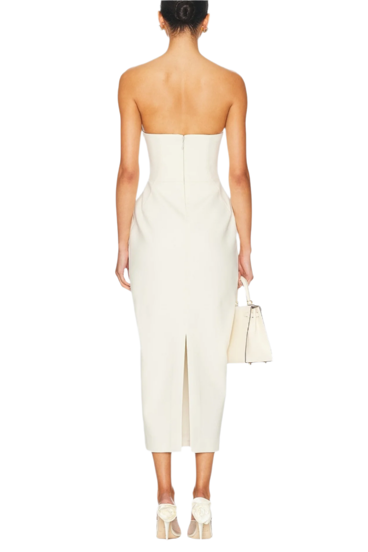Bow Strapless Maxi Dress - White Flowering Girl