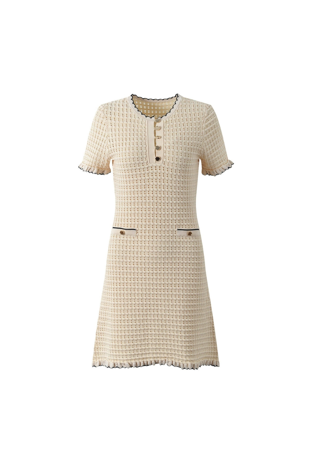 Simona Hollow Knit Mini Dress In Apricot Flowering Girl