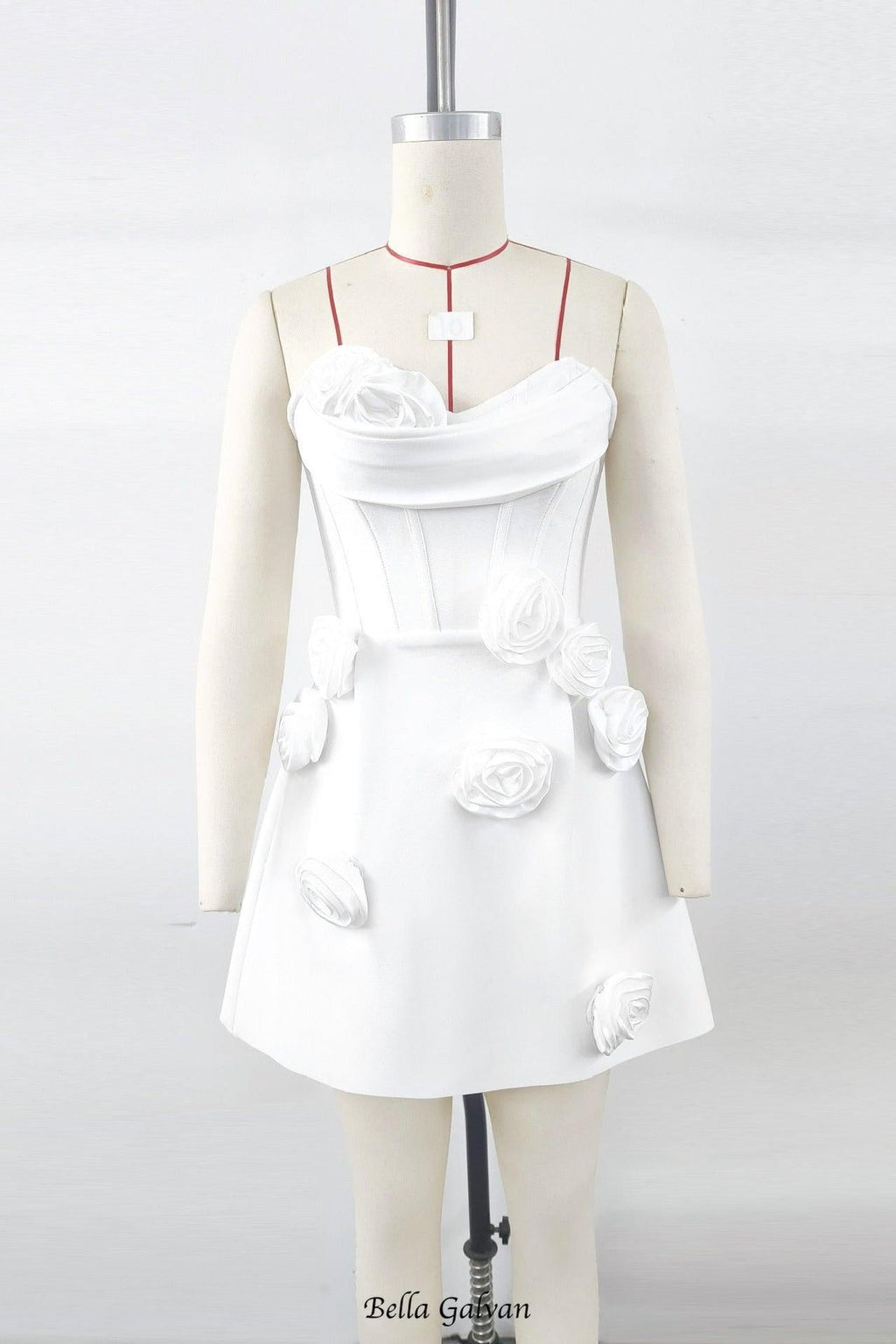valerie 3d flower embellished strapless mini dress in white Flowering Girl