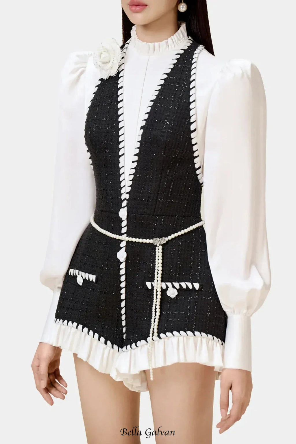 vicky Halter Tweed Shirt Romper Flowering Girl