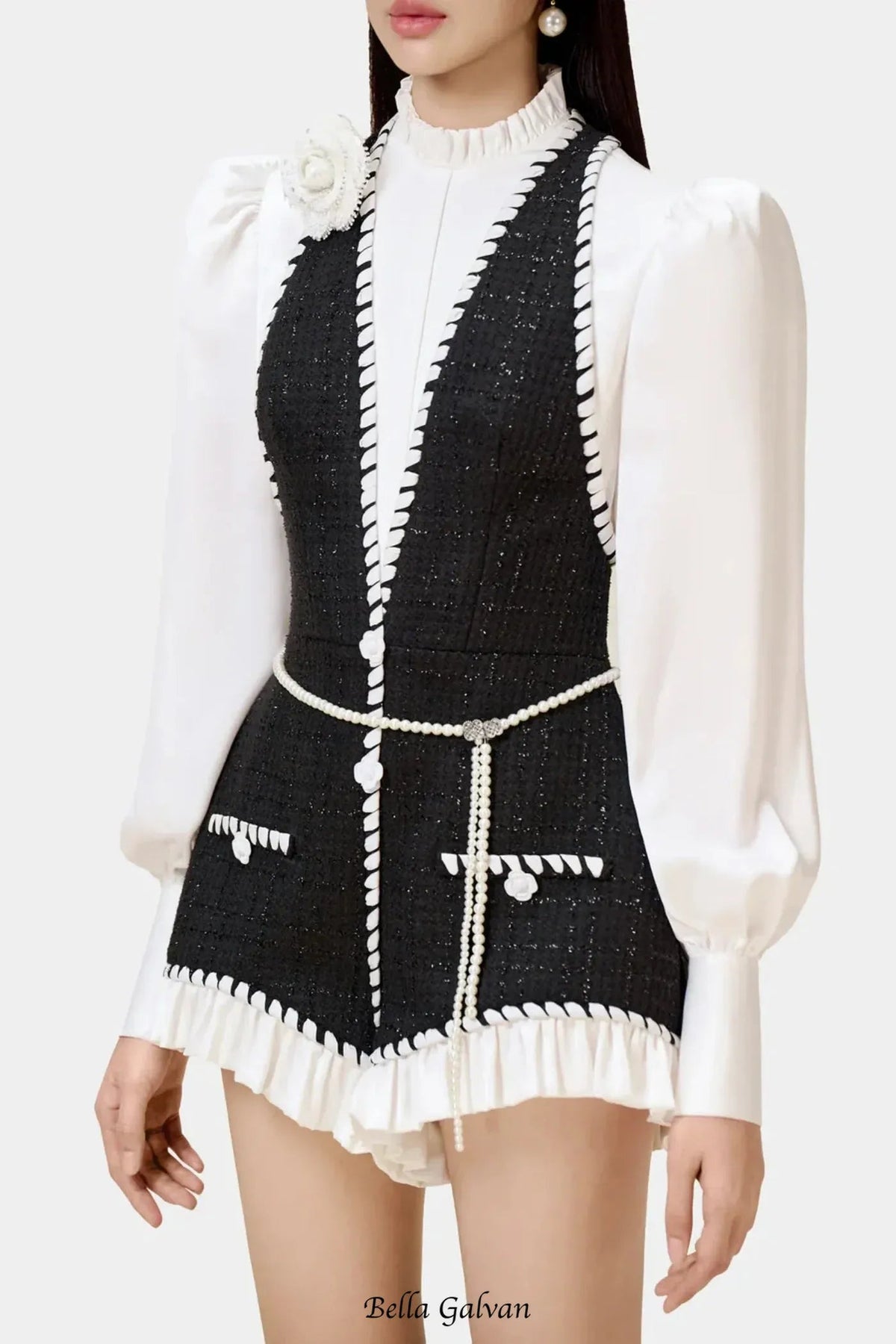 vicky Halter Tweed Shirt Romper Flowering Girl