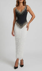 Kikuko Diamante Top & Ruched Maxi Skirt Flowering Girl
