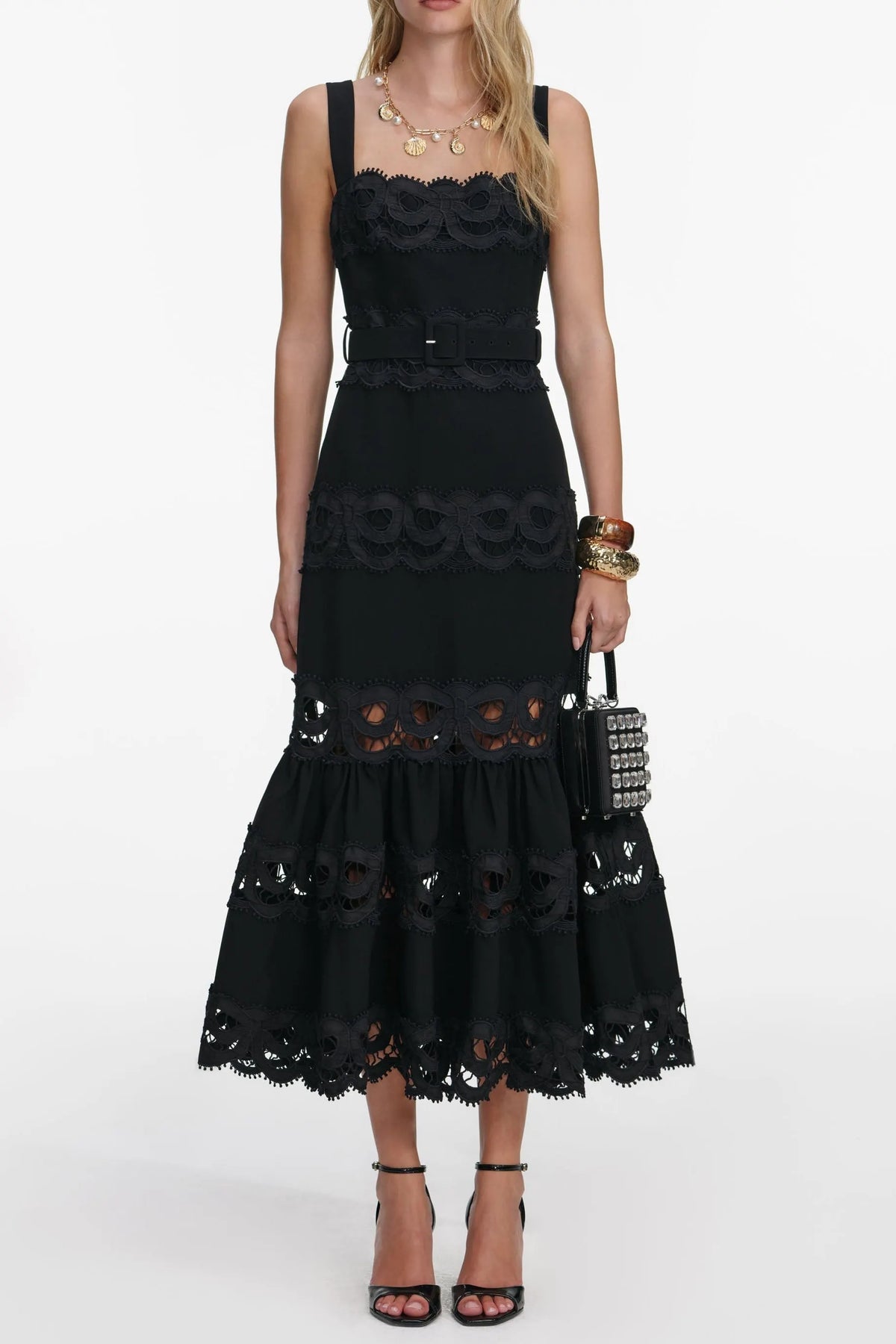 Rae Black Crepe Midi Dress Flowering Girl