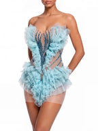 Zadrine Strapless Rhinestone Mini Dress Flowering Girl