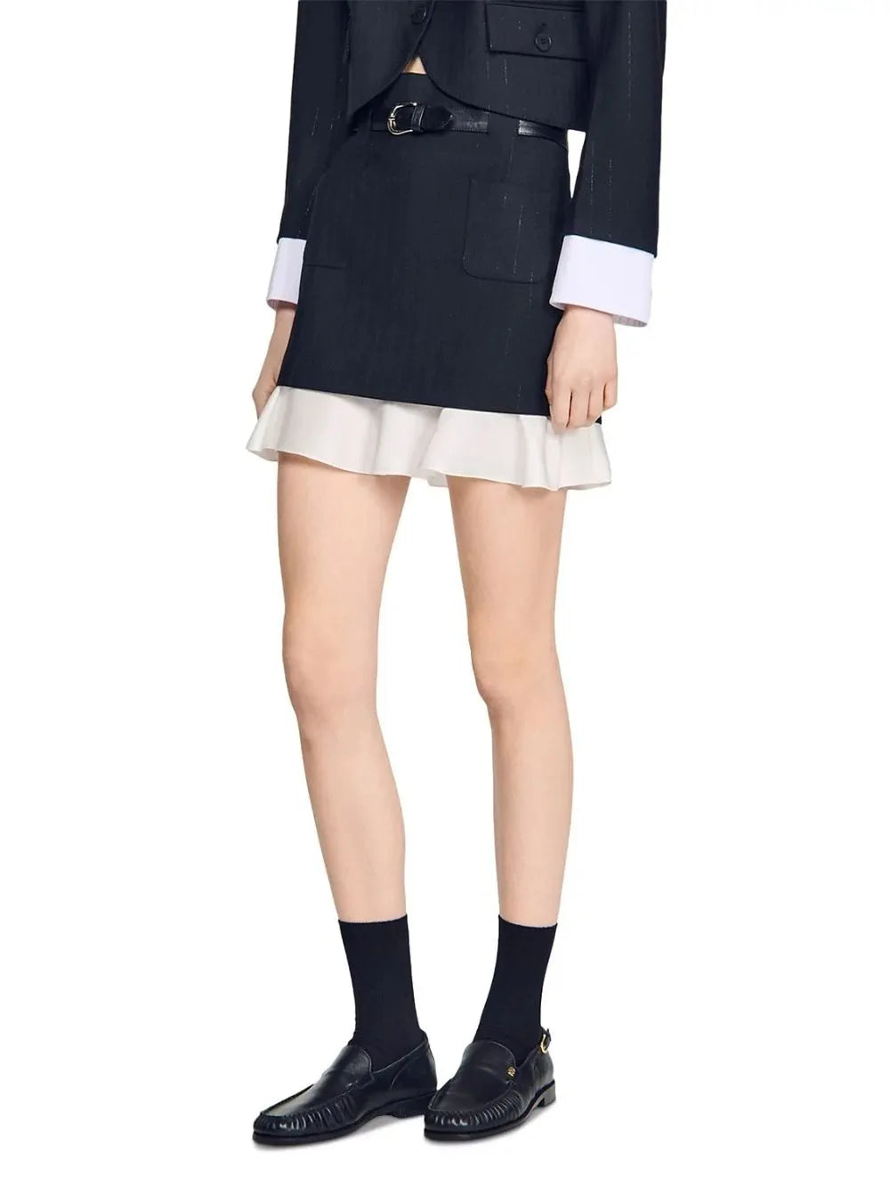 Short Striped Ruffled Skirt Flowering Girl