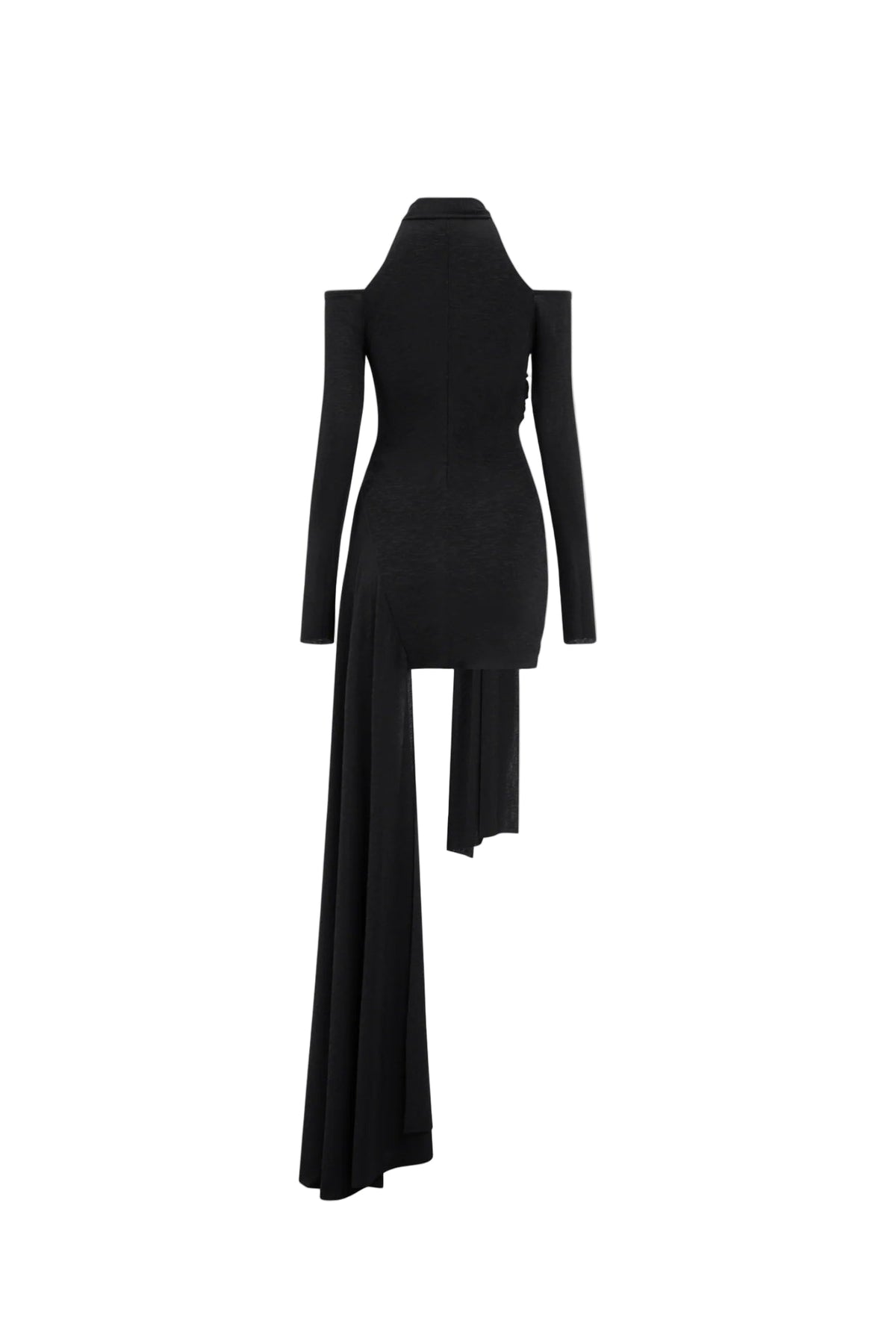 Black Off-Shoulder Bodycon Mini Dress With Cape Flowering Girl