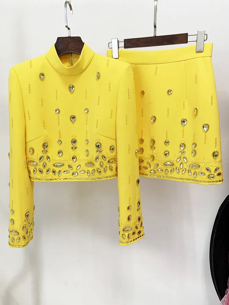 Cordis Crystal Long Sleeve Two-Piece Set Flowering Girl