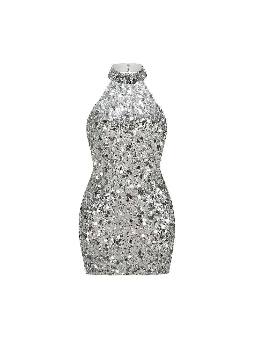 Maliah Silver Sequin Backless Mini Dress Flowering Girl