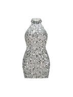 Maliah Silver Sequin Backless Mini Dress Flowering Girl