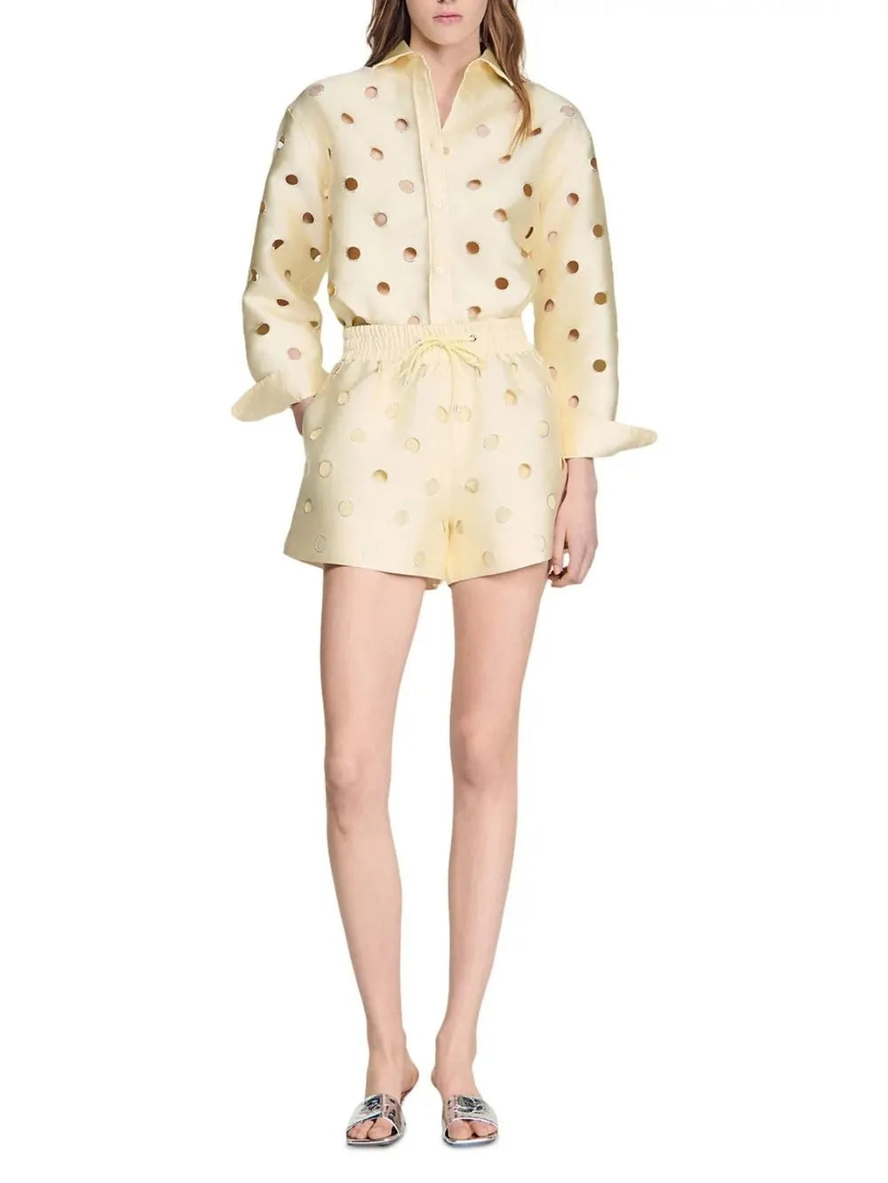 Rhinestone Shorts With Lace Flowering Girl