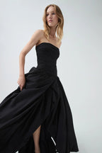 Nancy Bubble Hem Maxi Dress In Black Flowering Girl