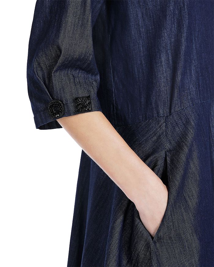 EMBELLISHED COTTON DENIM MIDI DRESS Flowering Girl