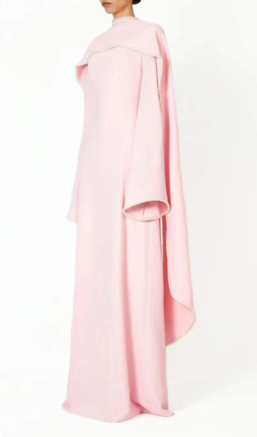 Hidi Pink Shawl Long Sleeve Maxi Dress Flowering Girl