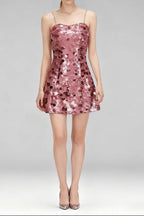 Virginia Strappy Sequin Embellished Mini Dress In Pink Flowering Girl