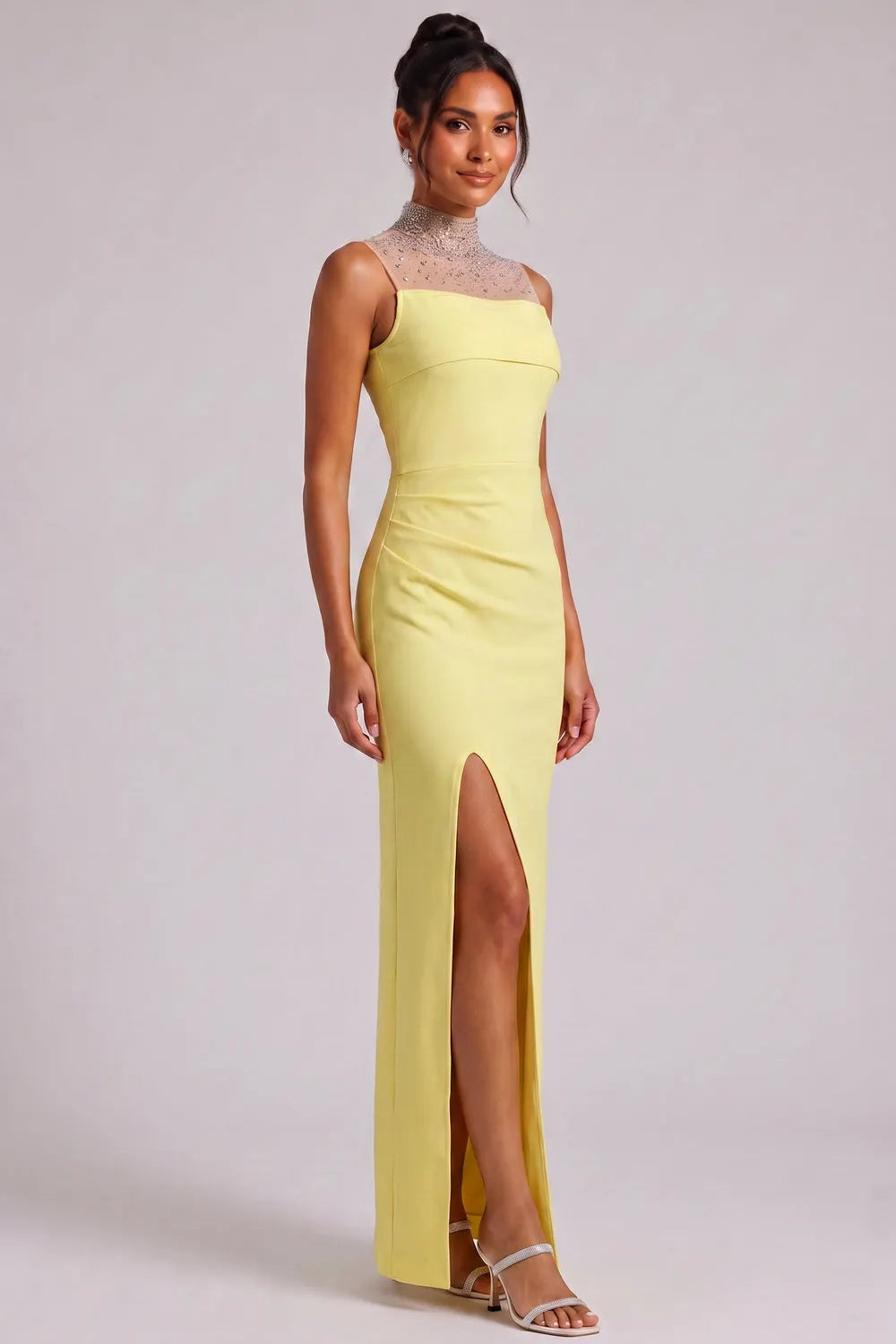 Yellow Beaded Neckline Maxi Dress Flowering Girl