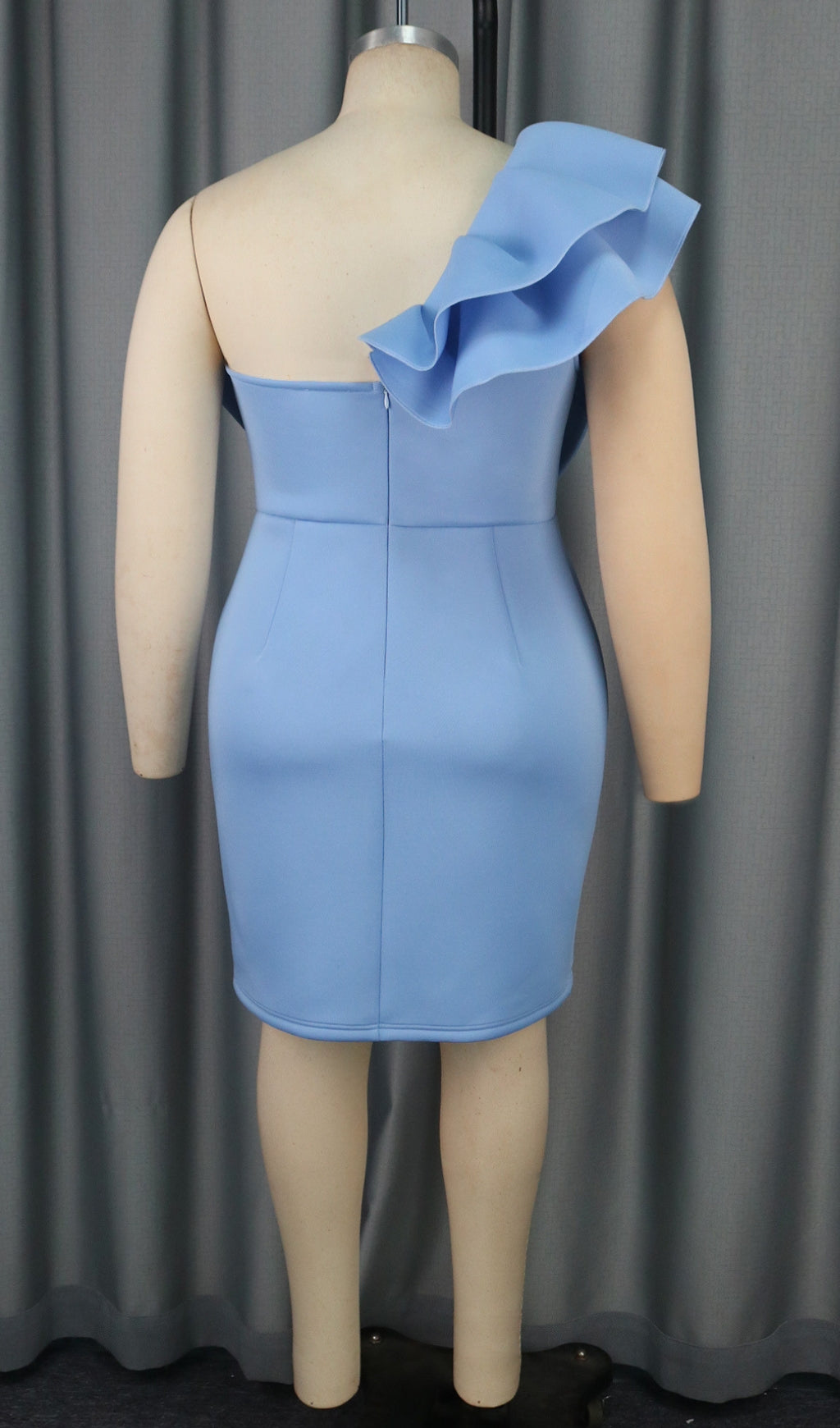 Baina Blue One Shoulder Bow Mini Dress Flowering Girl