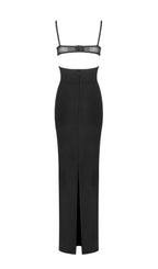 Black Mesh Insert Bandage Maxi Dress Flowering Girl